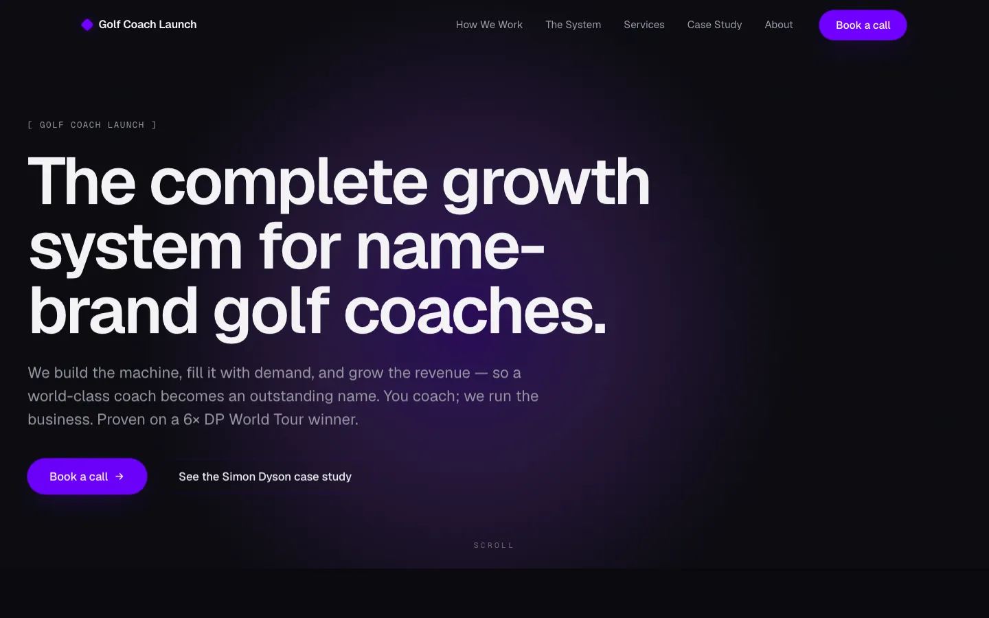 Golf Coach Launch — desktop view on a laptop