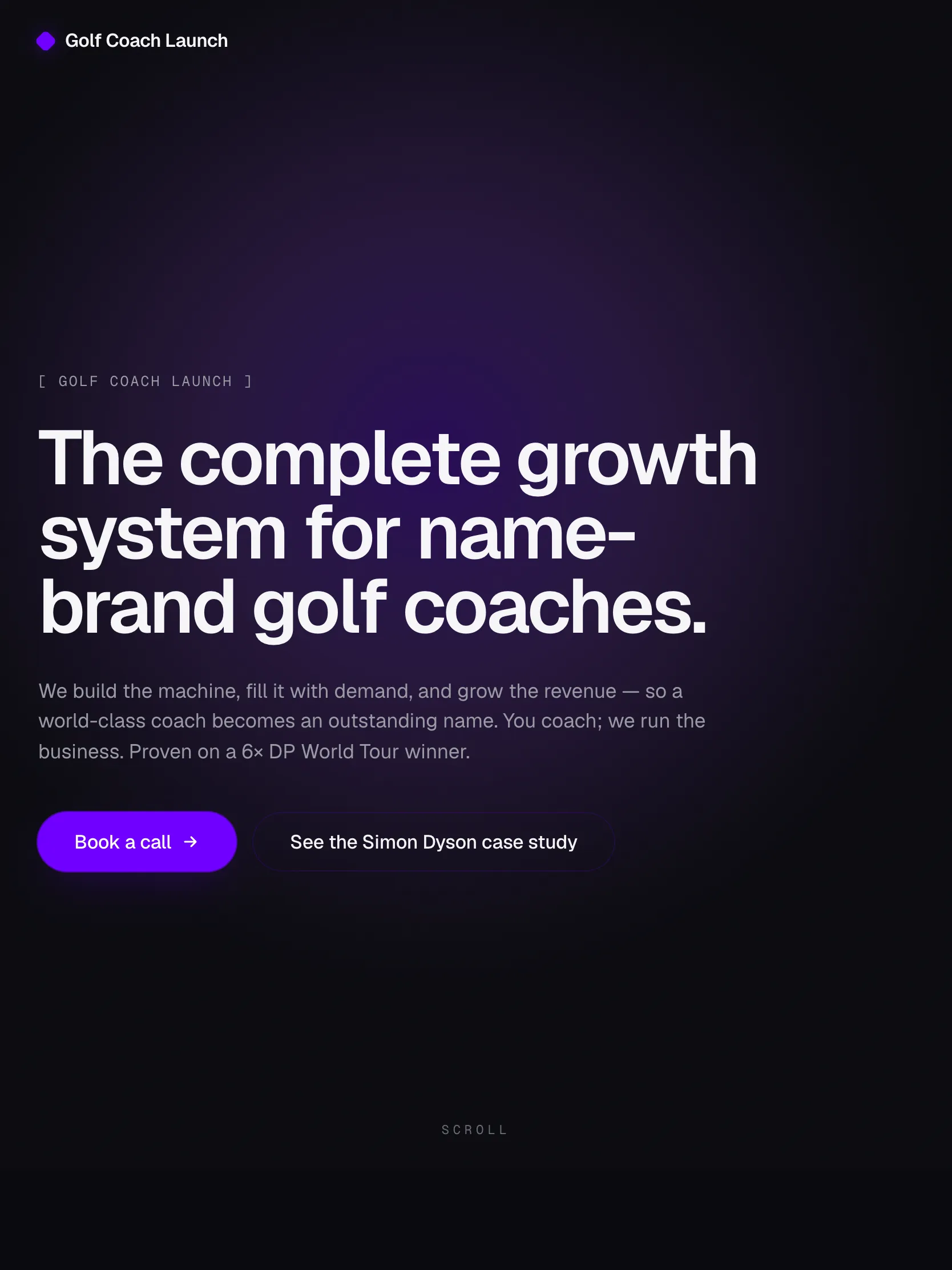 Golf Coach Launch — tablet view